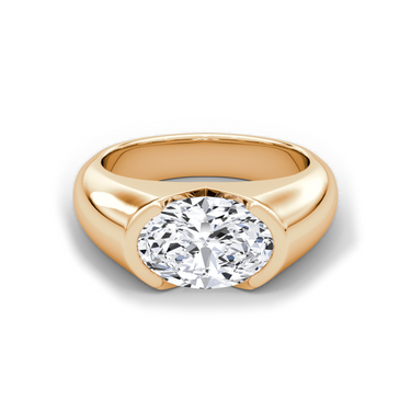 Just Brilliant Statement Signet Ring — Oval — 18K Rose Gold — front view