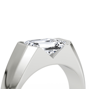 Just Brilliant Statement Signet Ring — Emerald — 18K White Gold — detail view