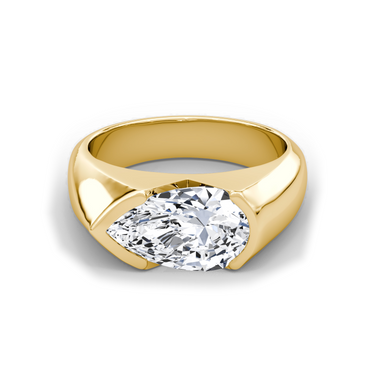 Just Brilliant Statement Signet Ring — Pear — 18K Yellow Gold — front view