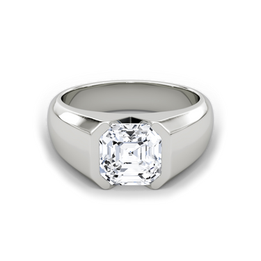 Just Brilliant Statement Signet Ring — Asscher — 18K White Gold — front view