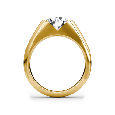 Just Brilliant Statement Signet Ring — Round Brilliant — 18K Yellow Gold — profile view