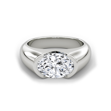 Just Brilliant Statement Signet Ring — Oval — 18K White Gold — front view