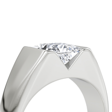 Just Brilliant Statement Signet Ring — Princess — 18K White Gold — detail view