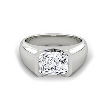 Just Brilliant Statement Signet Ring — Radiant — 18K White Gold — front view