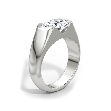 Just Brilliant Statement Signet Ring — Pear — 18K White Gold — upright view