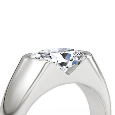 Just Brilliant Statement Signet Ring — Oval — 18K White Gold — detail view