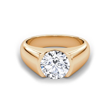 Just Brilliant Statement Signet Ring — Round Brilliant — 18K Rose Gold — front view