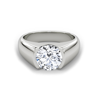 Just Brilliant Statement Signet Ring — Round Brilliant — 18K White Gold — front view