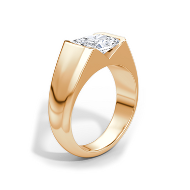 Just Brilliant Statement Signet Ring — Radiant — 18K Rose Gold — upright view