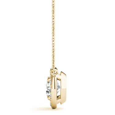 Round Halo Pendant – Round Lab Diamond Pendant in 18K Gold | Just Brilliant – side view