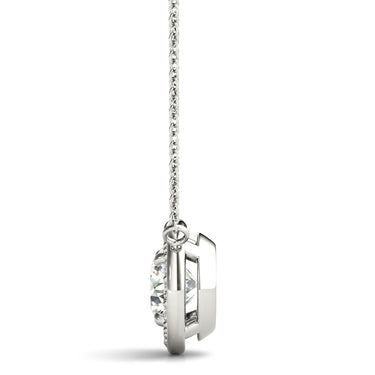 Round Halo Pendant – Round Lab Diamond Pendant in 18K Gold | Just Brilliant – detail view