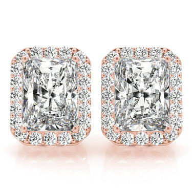 Radiant Halo Studs – Radiant Lab Diamond Stud Earrings in 18K Gold | Just Brilliant – side view