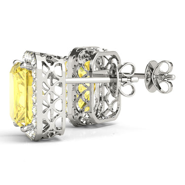 Radiant Halo Studs – Radiant Lab Diamond Stud Earrings in 18K Gold | Just Brilliant – view 10