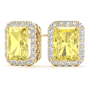Radiant Halo Studs – Radiant Lab Diamond Stud Earrings in 18K Gold | Just Brilliant – view 14