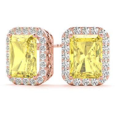Radiant Halo Studs – Radiant Lab Diamond Stud Earrings in 18K Gold | Just Brilliant – view 19