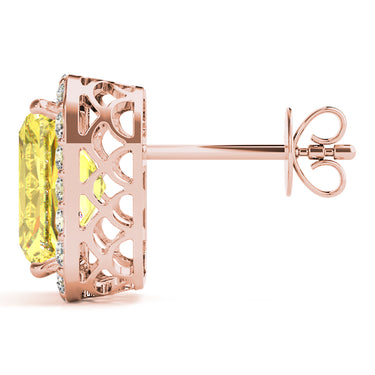 Radiant Halo Studs – Radiant Lab Diamond Stud Earrings in 18K Gold | Just Brilliant – view 18