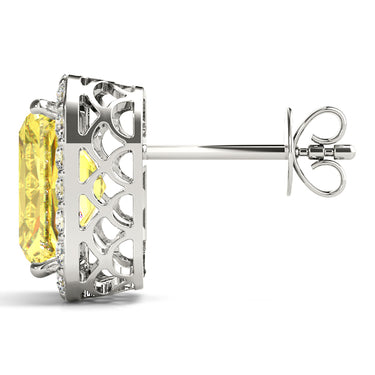 Radiant Halo Studs – Radiant Lab Diamond Stud Earrings in 18K Gold | Just Brilliant – view 8