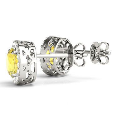 Round Halo Studs – Round Lab Diamond Stud Earrings in 18K Gold | Just Brilliant – view 11