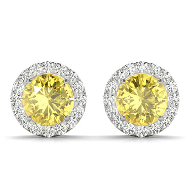 Round Halo Studs – Round Lab Diamond Stud Earrings in 18K Gold | Just Brilliant – view 8