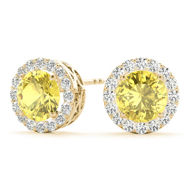 Round Halo Studs – Round Lab Diamond Stud Earrings in 18K Gold | Just Brilliant – view 15