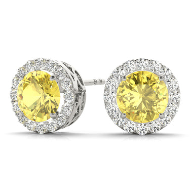 Round Halo Studs – Round Lab Diamond Stud Earrings in 18K Gold | Just Brilliant – view 10