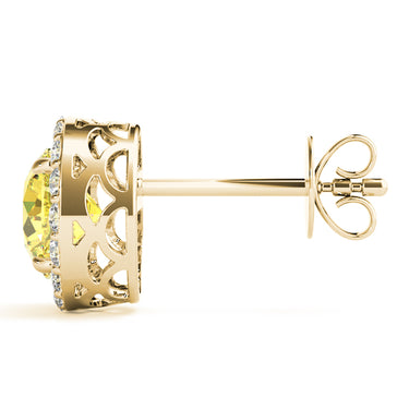 Round Halo Studs – Round Lab Diamond Stud Earrings in 18K Gold | Just Brilliant – view 14