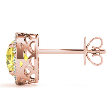 Round Halo Studs – Round Lab Diamond Stud Earrings in 18K Gold | Just Brilliant – view 19
