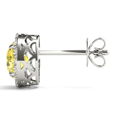 Round Halo Studs – Round Lab Diamond Stud Earrings in 18K Gold | Just Brilliant – view 9
