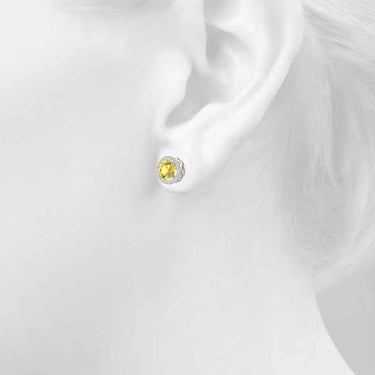 Round Halo Studs – Round Lab Diamond Stud Earrings in 18K Gold | Just Brilliant – view 12
