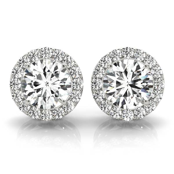Round Halo Studs – Radiant Lab Diamond Stud Earrings in 18K Gold | Just Brilliant