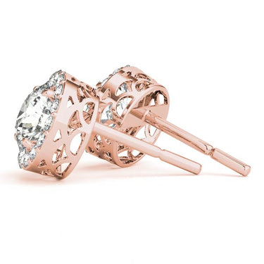Round Halo Studs – Round Lab Diamond Stud Earrings in 18K Gold | Just Brilliant – view 7
