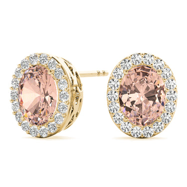 Oval Halo Studs – Oval Lab Diamond Stud Earrings in 18K Gold | Just Brilliant – view 14