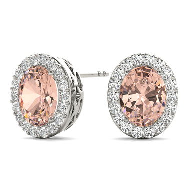 Oval Halo Studs – Oval Lab Diamond Stud Earrings in 18K Gold | Just Brilliant – view 9