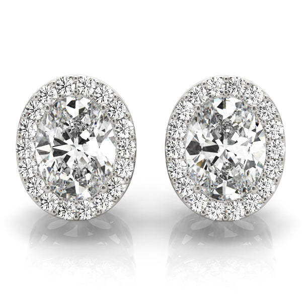Oval Halo Studs – Oval Lab Diamond Stud Earrings in 18K Gold | Just Brilliant