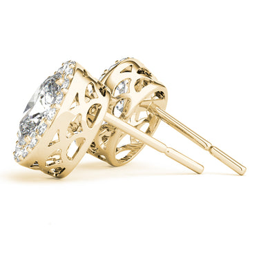 Oval Halo Studs – Oval Lab Diamond Stud Earrings in 18K Gold | Just Brilliant – lifestyle view