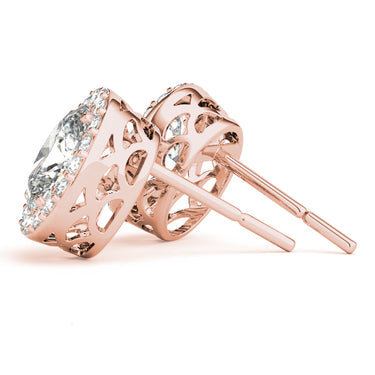 Oval Halo Studs – Oval Lab Diamond Stud Earrings in 18K Gold | Just Brilliant – angle view
