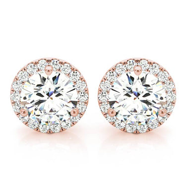 Round Martini Halo Studs – Round Lab Diamond Stud Earrings in 18K Gold | Just Brilliant – view 11