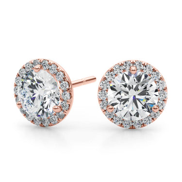 Round Martini Halo Studs – Round Lab Diamond Stud Earrings in 18K Gold | Just Brilliant – view 15
