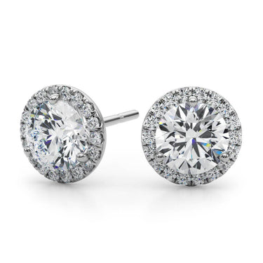 Round Martini Halo Studs – Round Lab Diamond Stud Earrings in 18K Gold | Just Brilliant – side view