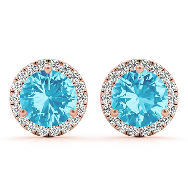 Round Martini Halo Studs – Round Lab Diamond Stud Earrings in 18K Gold | Just Brilliant – view 26