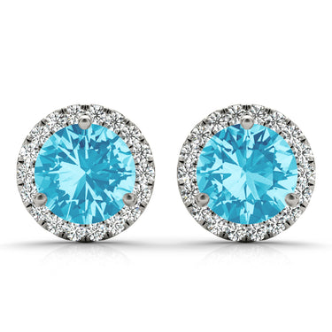 Round Martini Halo Studs – Round Lab Diamond Stud Earrings in 18K Gold | Just Brilliant – view 16