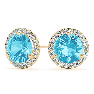 Round Martini Halo Studs – Round Lab Diamond Stud Earrings in 18K Gold | Just Brilliant – view 23