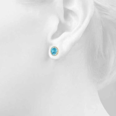 Round Martini Halo Studs – Round Lab Diamond Stud Earrings in 18K Gold | Just Brilliant – view 25