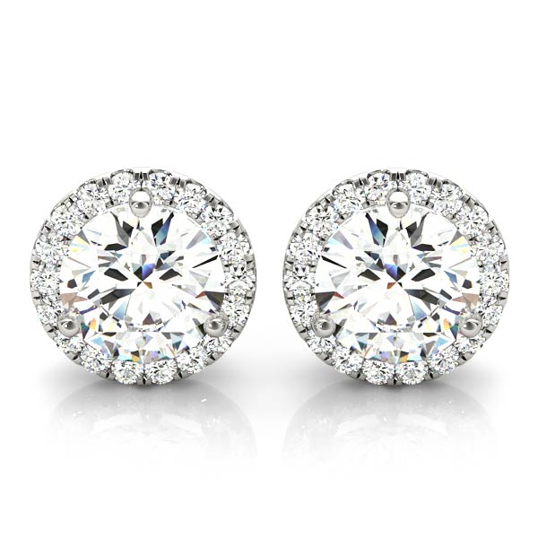 Round Martini Halo Studs – Radiant Lab Diamond Stud Earrings in 18K Gold | Just Brilliant