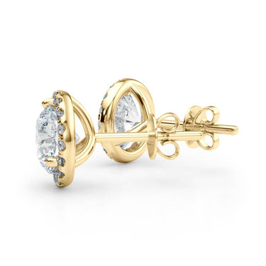 Round Martini Halo Studs – Round Lab Diamond Stud Earrings in 18K Gold | Just Brilliant – view 8