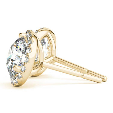 Round Martini Halo Studs – Round Lab Diamond Stud Earrings in 18K Gold | Just Brilliant – view 7