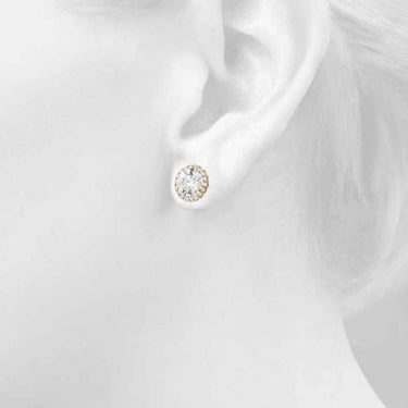 Round Martini Halo Studs – Round Lab Diamond Stud Earrings in 18K Gold | Just Brilliant – view 9