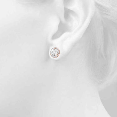Round Martini Halo Studs – Round Lab Diamond Stud Earrings in 18K Gold | Just Brilliant – view 14