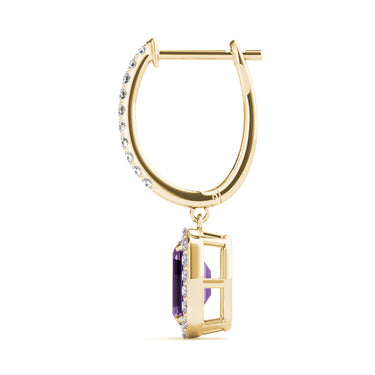 Emerald Cut Halo Drop Earrings – Emerald Cut Emerald Drop Earrings in 18K Gold | Just Brilliant – view 13