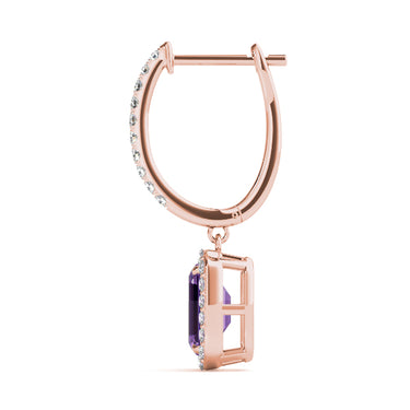 Emerald Cut Halo Drop Earrings – Emerald Cut Emerald Drop Earrings in 18K Gold | Just Brilliant – view 18
